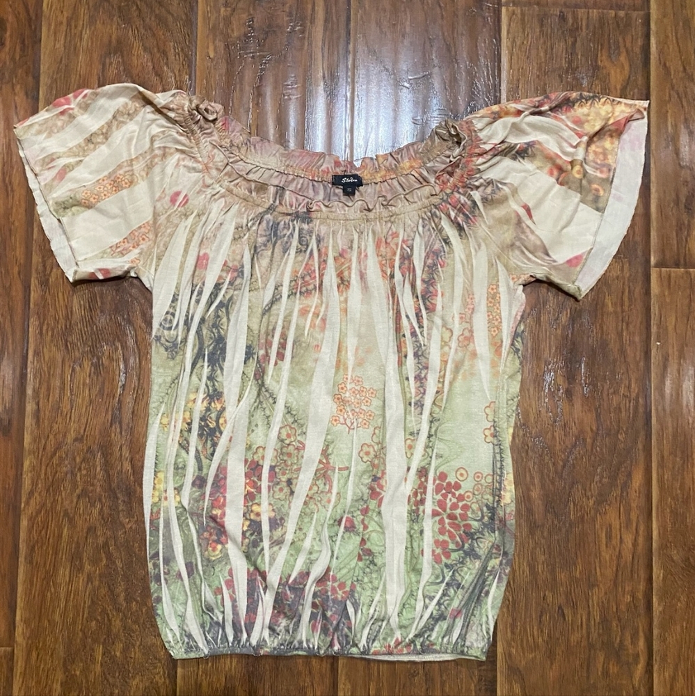 Short sleeved forest print blouse